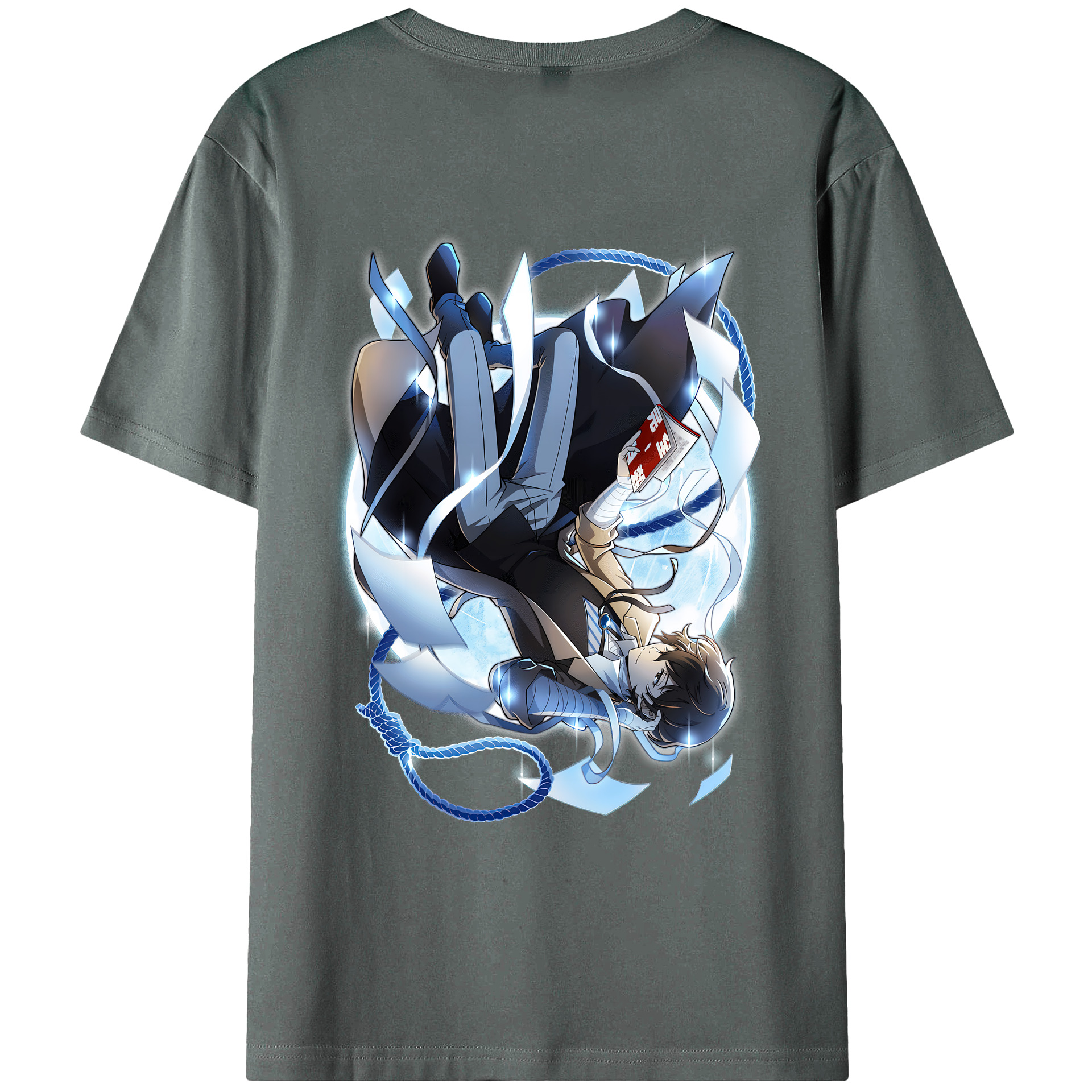 （画像用） 文豪ストレイドッグス Bungo Stray Dogs 綿100％ メンズ半袖Tシャツ（バックプリント） 通気性